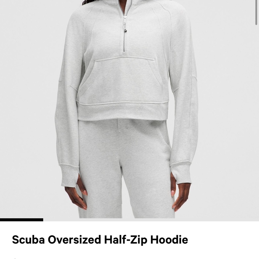 Scuba Oversized Half-Zip Hoodie - Light Gray